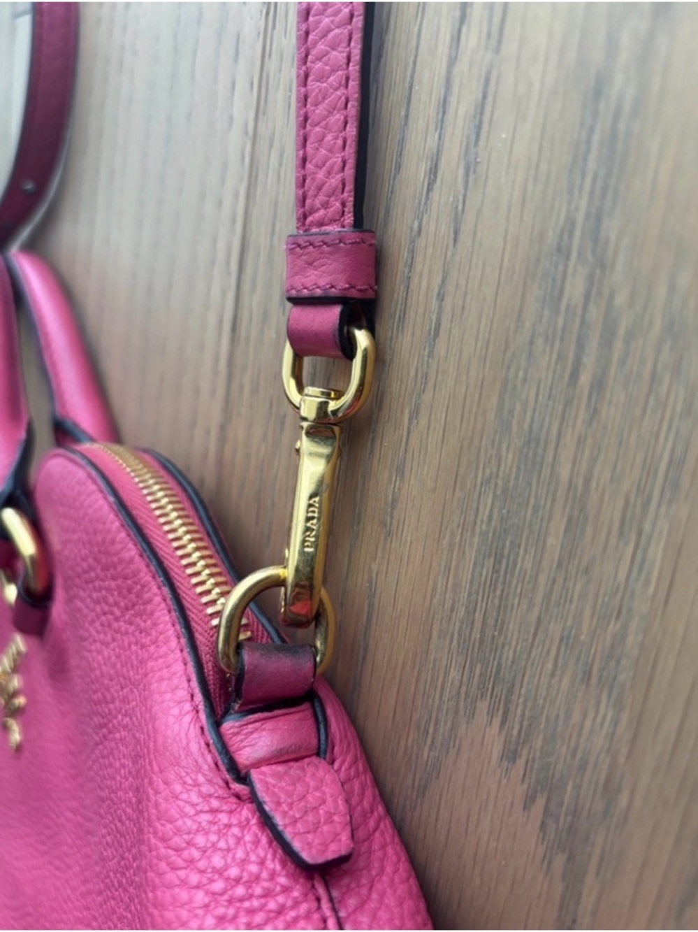 Prada Pink Pebbled Leather Crossbody Satchel with Gold Hardware - Picture 3 of 14